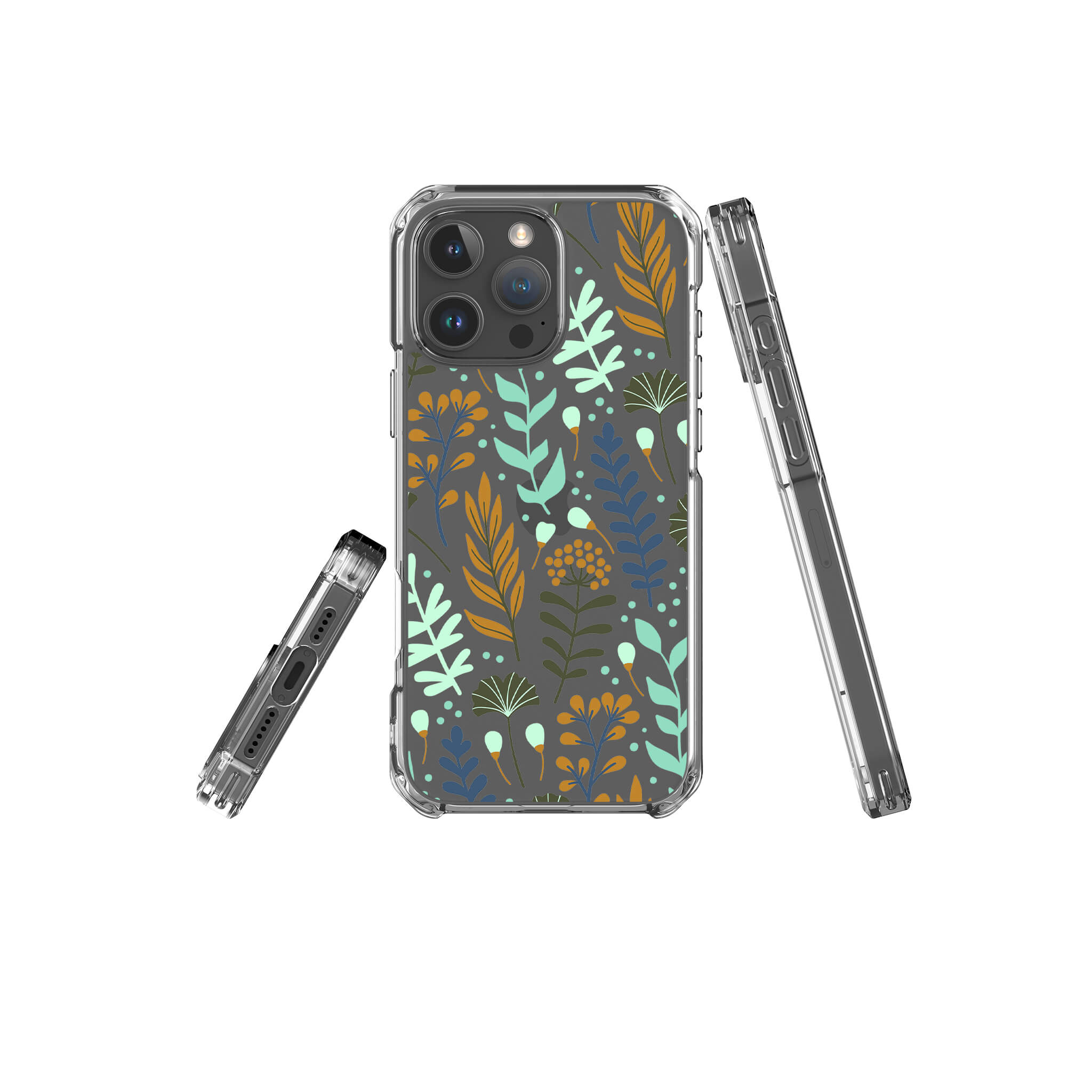 Wild Floral — Clear Impact Case for iPhone — Three Quarter — Finnaij