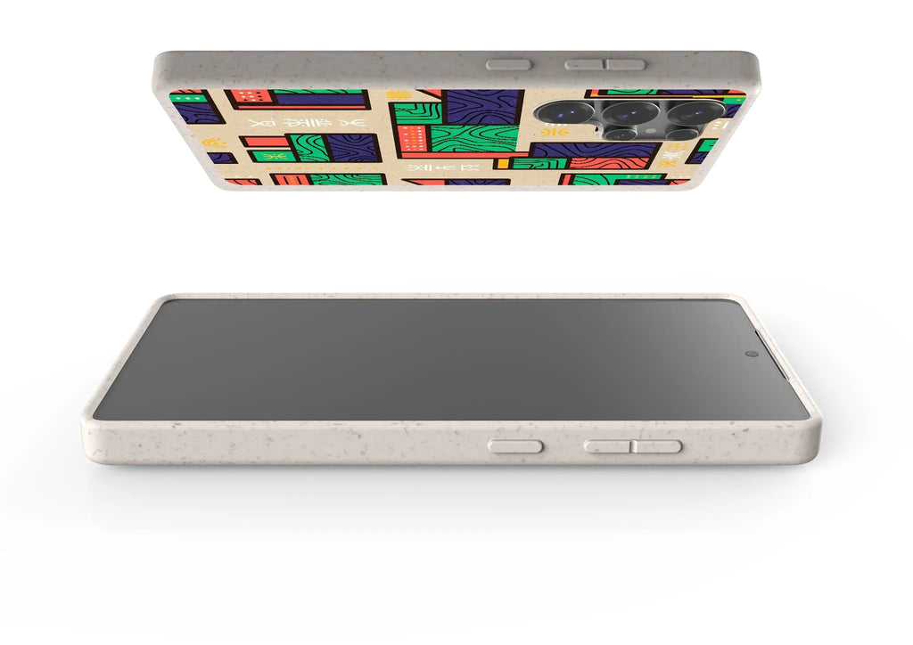 Ankara Blocks on Sand by Ada Okoye — Samsung Galaxy Bio-degradable Case — Finnaij