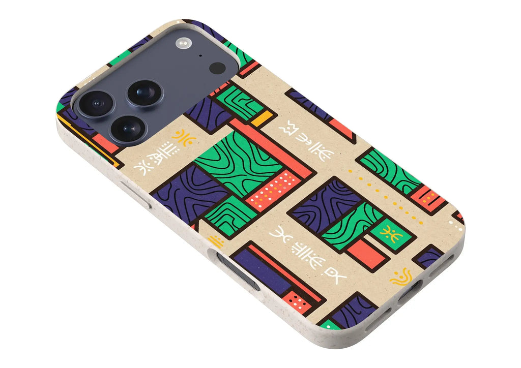 Ankara Blocks on Sand by Ada Okoye — iPhone Bio-degradable Case — Finnaij