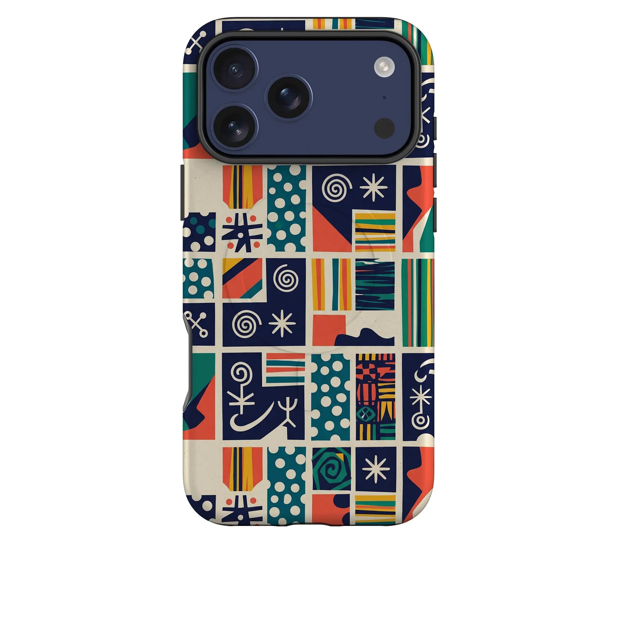 Coastal Indigo Tiles by Ada Okoye — MagSafe Tough Case for iPhone — Finnaij