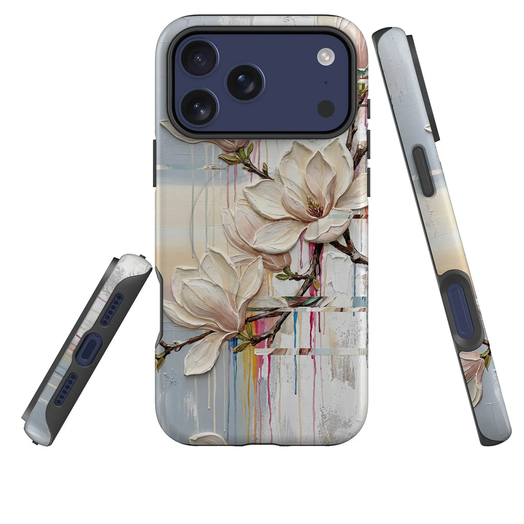 Magnolia Branches by Frida Lövström — Magsafe Tough Case for iPhone — Three Quarter — Finnaij