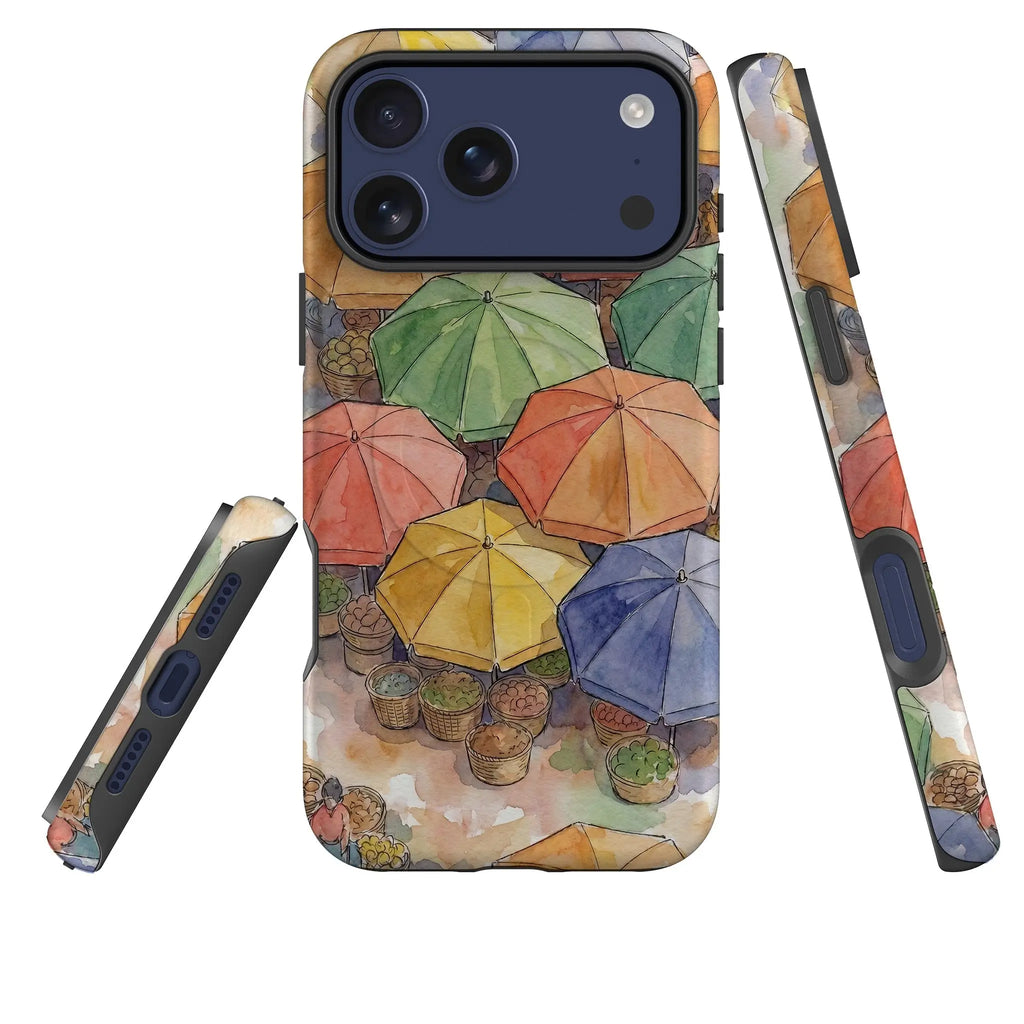 Market Umbrellas from Above by Tobi Akinyemi — MagSafe Tough Case for iPhone — Three Quarter — Finnaij
