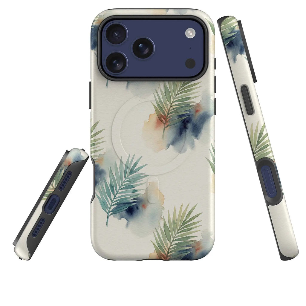 Palm Frond Breeze Pattern by Tobi Akinyemi — MagSafe Tough Case for iPhone — Three Quarter — Finnaij