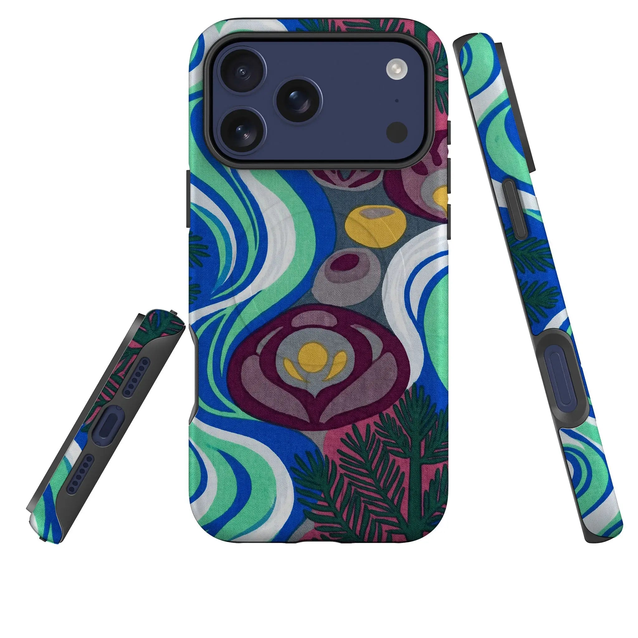 Sauna Bloom Motif by Aino Kallio — Magsafe Tough Case for iPhone — Three Quarter — Finnaij