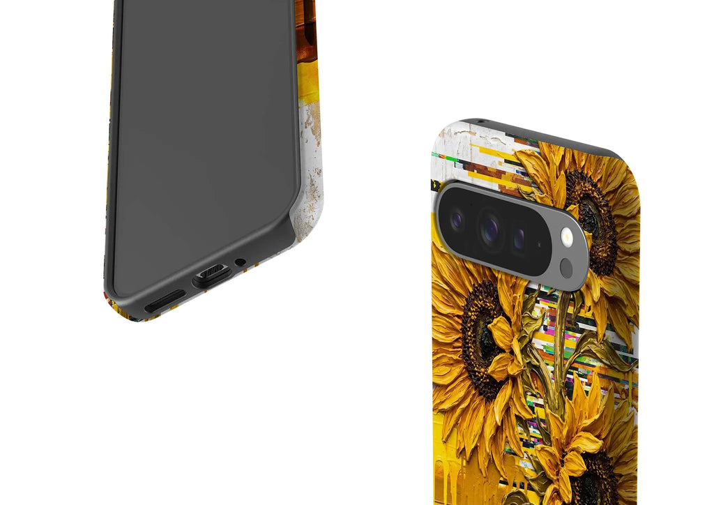 Sunflowers with Abstract Golden Chaos by Frida Lövström — Tough Case for Google — Finnaij