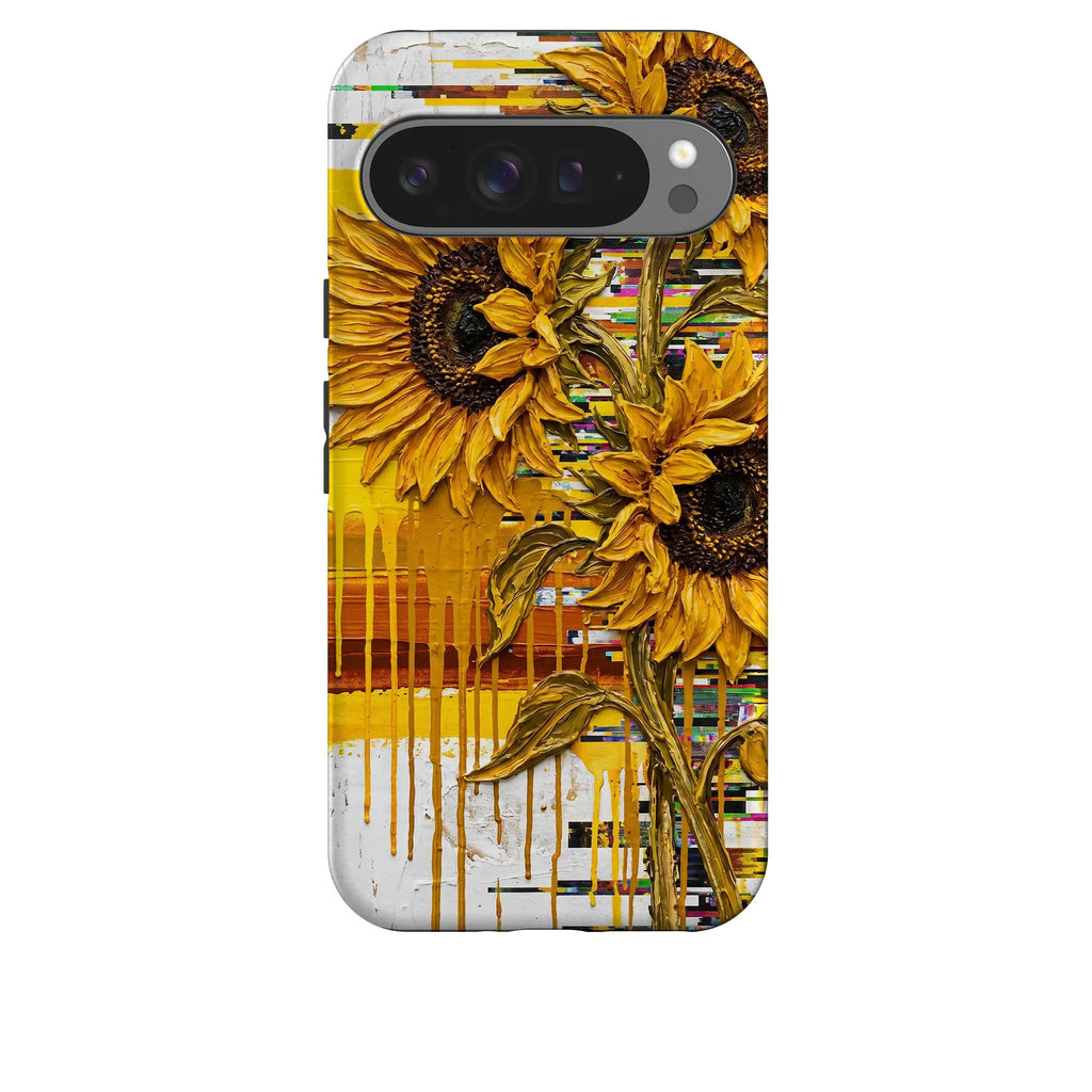 Sunflowers with Abstract Golden Chaos by Frida Lövström — Tough Case for Google — Finnaij