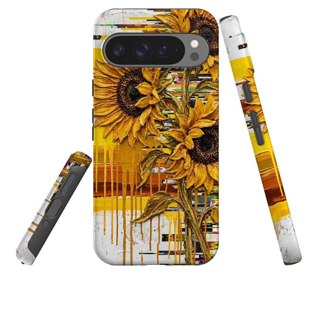 Sunflowers with Abstract Golden Chaos by Frida Lövström — Tough Case for Google — Three Quarter — Finnaij