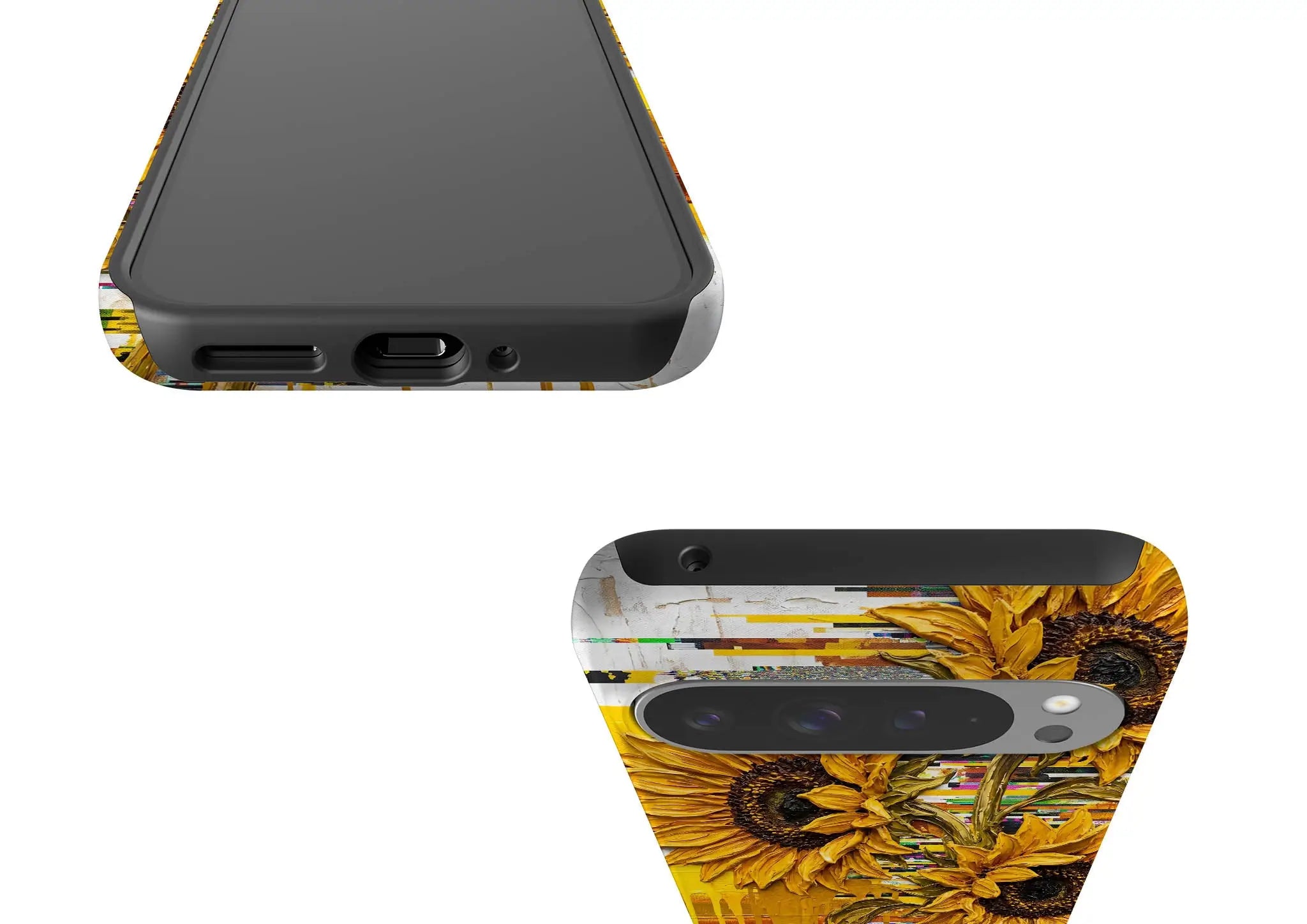 Sunflowers with Abstract Golden Chaos by Frida Lövström — Tough Case for Google — Finnaij