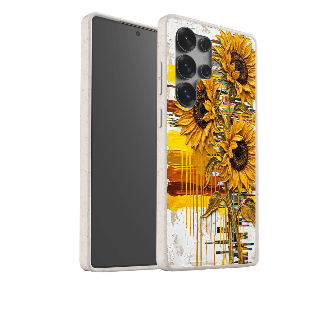 Sunflowers with Abstract Golden Chaos by Frida Lövström — Samsung Galaxy Bio-degradable Case — Finnaij