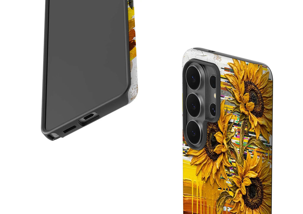 Sunflowers with Abstract Golden Chaos by Frida Lövström — Tough Case for Samsung — Finnaij
