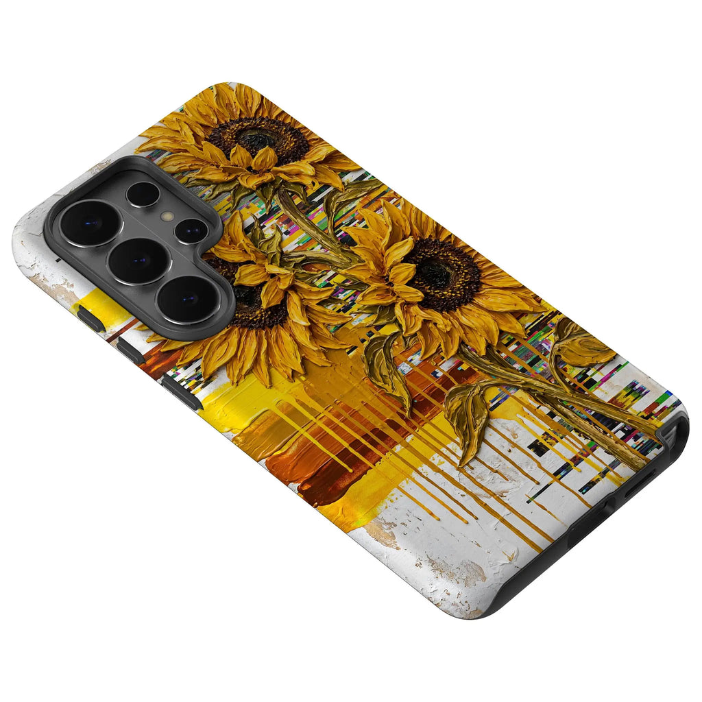Sunflowers with Abstract Golden Chaos by Frida Lövström — Tough Case for Samsung — Finnaij