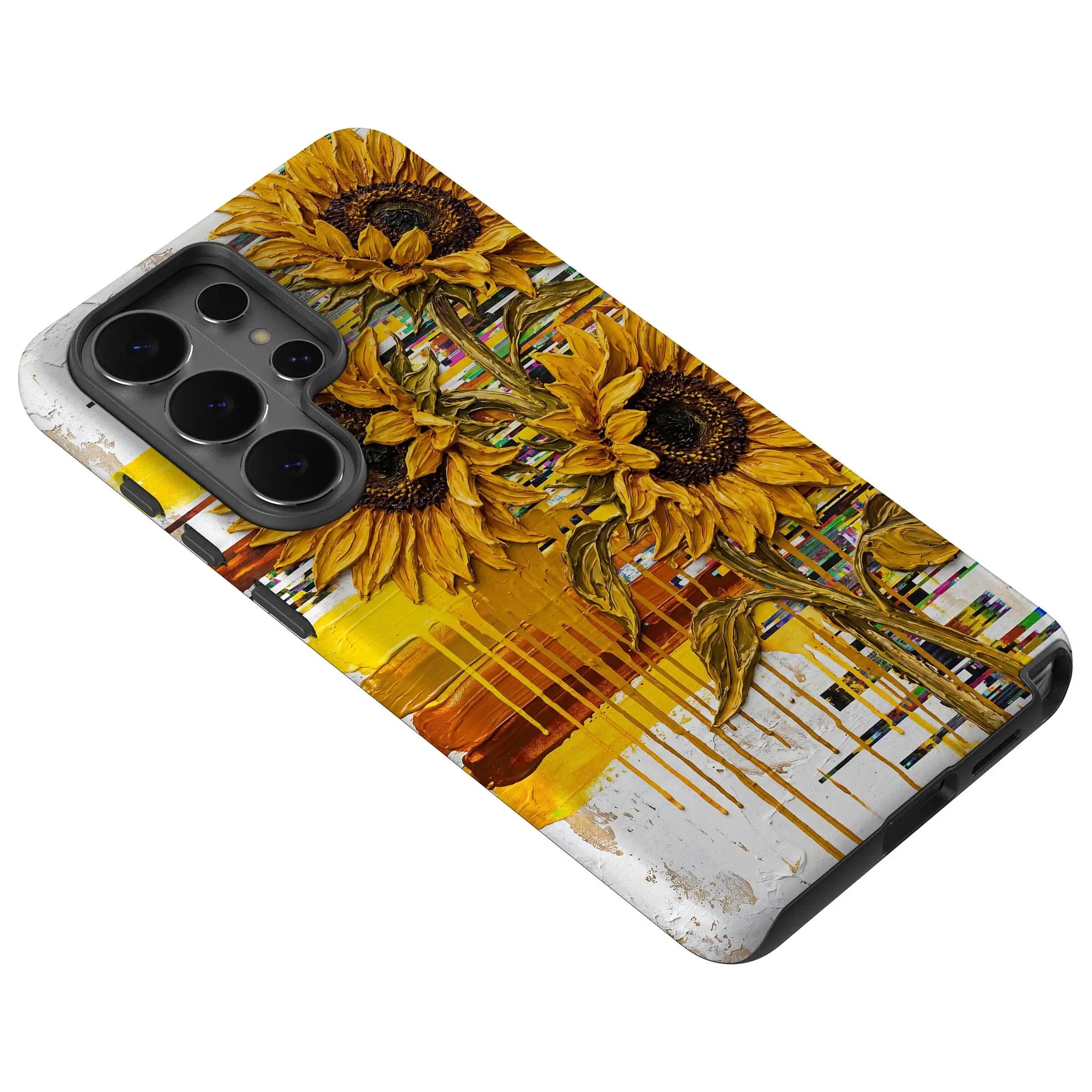 Sunflowers with Abstract Golden Chaos by Frida Lövström — Tough Case for Samsung — Finnaij