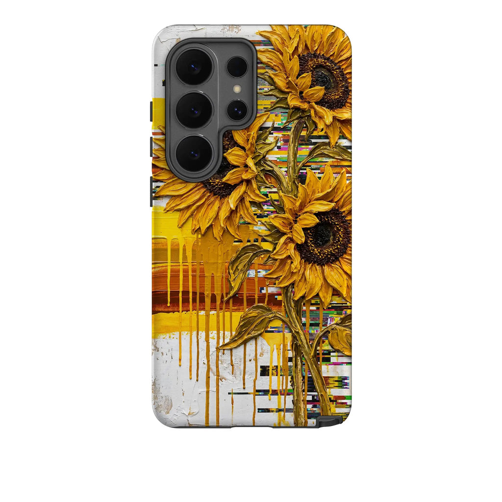 Sunflowers with Abstract Golden Chaos by Frida Lövström — Tough Case for Samsung — Finnaij