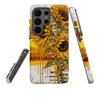 Sunflowers with Abstract Golden Chaos by Frida Lövström — Tough Case for Samsung — Three Quarter — Finnaij