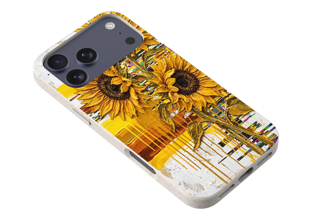 Sunflowers with Abstract Golden Chaos by Frida Lövström — iPhone Bio-degradable Case — Finnaij