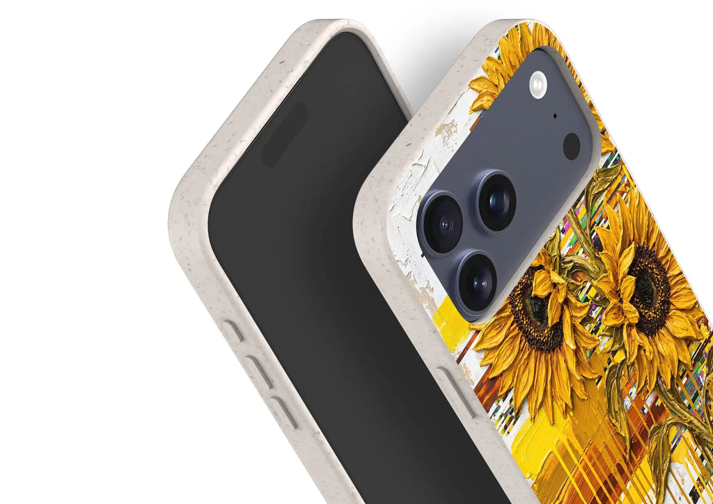 Sunflowers with Abstract Golden Chaos by Frida Lövström — iPhone Bio-degradable Case — Finnaij