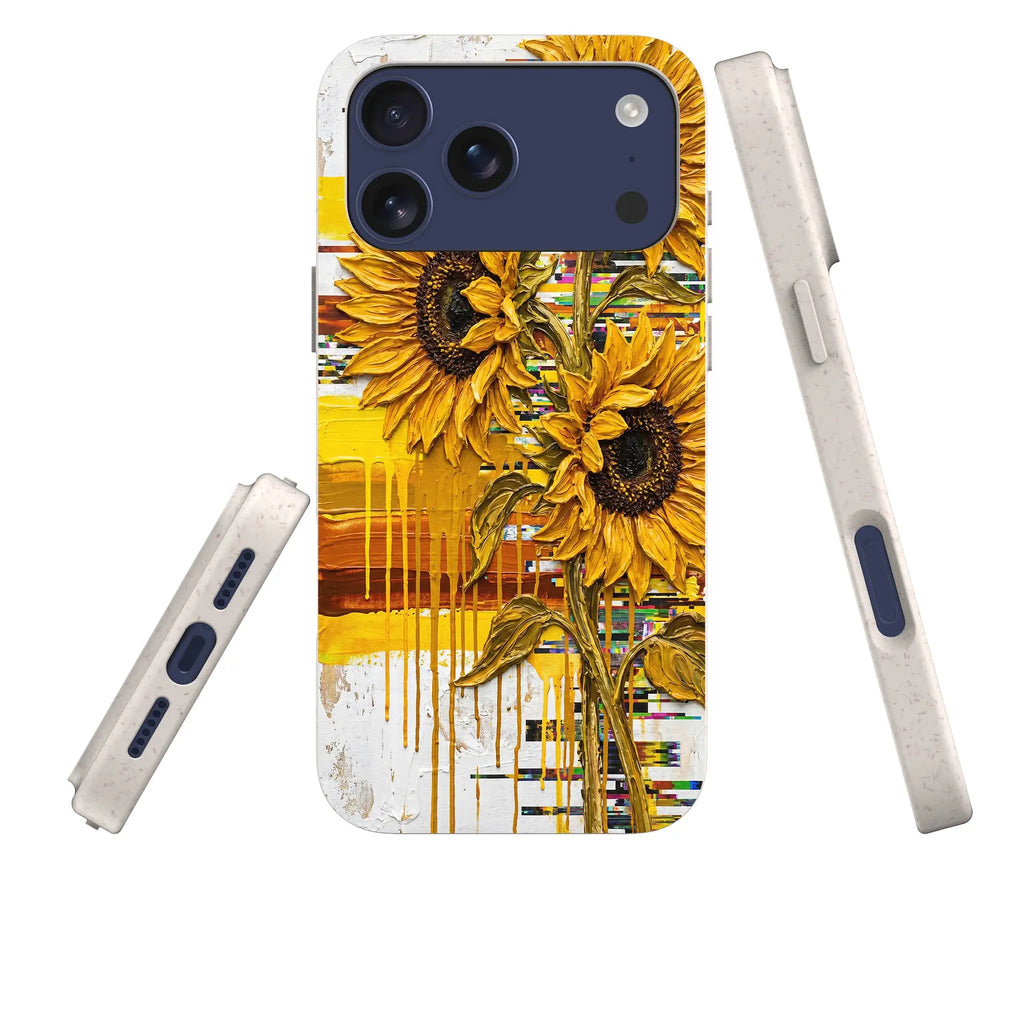 Sunflowers with Abstract Golden Chaos by Frida Lövström — iPhone Bio-degradable Case — Three Quarter — Finnaij
