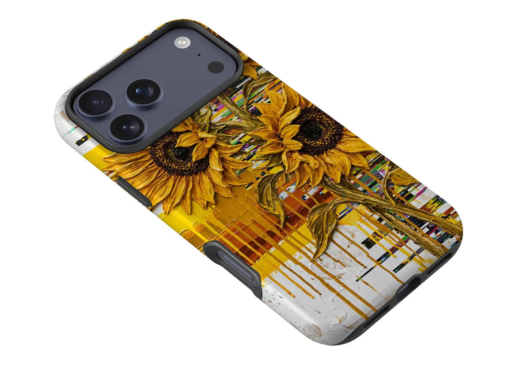 Sunflowers with Abstract Golden Chaos by Frida Lövström — Tough Case for iPhone — Finnaij