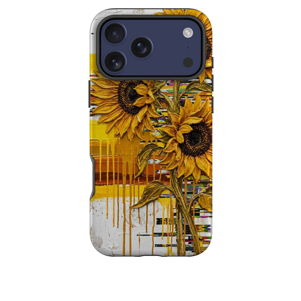 Sunflowers with Abstract Golden Chaos by Frida Lövström — Tough Case for iPhone — Finnaij