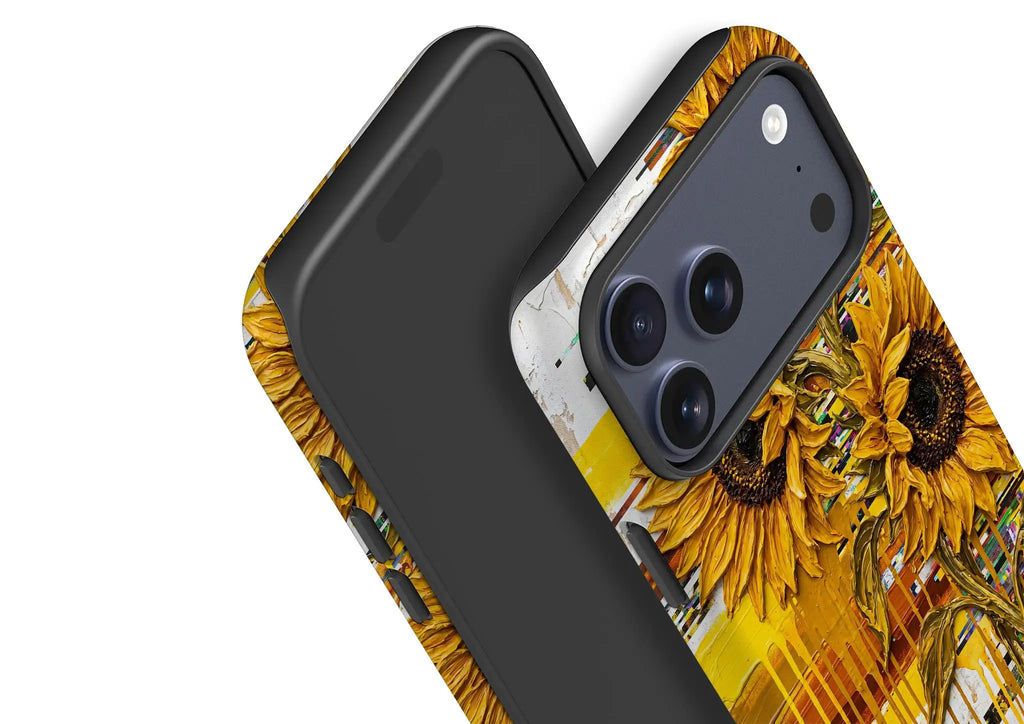 Sunflowers with Abstract Golden Chaos by Frida Lövström — Tough Case for iPhone — Finnaij