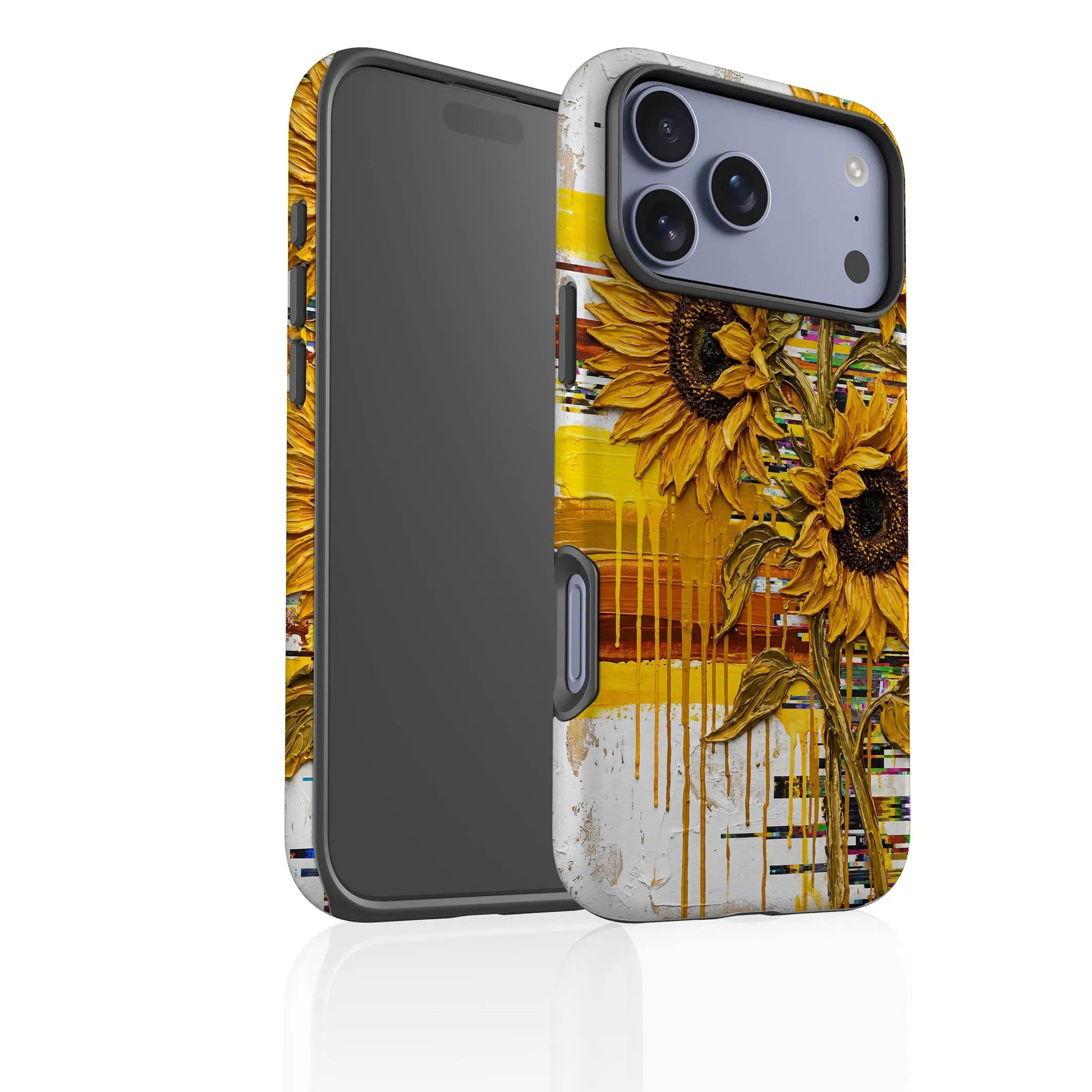 Sunflowers with Abstract Golden Chaos by Frida Lövström — Tough Case for iPhone — Finnaij