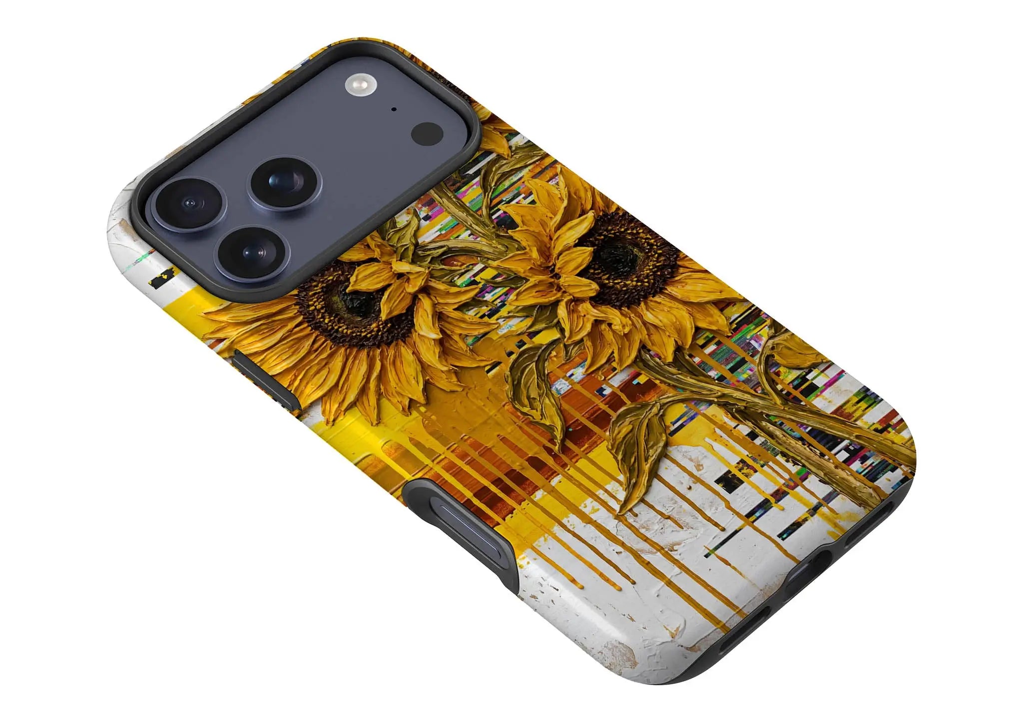 Sunflowers with Abstract Golden Chaos by Frida Lövström — Magsafe Tough Case for iPhone — Finnaij