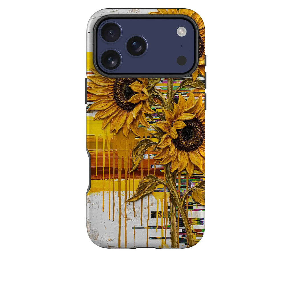 Sunflowers with Abstract Golden Chaos by Frida Lövström — Magsafe Tough Case for iPhone — Finnaij