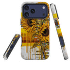 Sunflowers with Abstract Golden Chaos by Frida Lövström — Tough Case for iPhone — Three Quarter — Finnaij