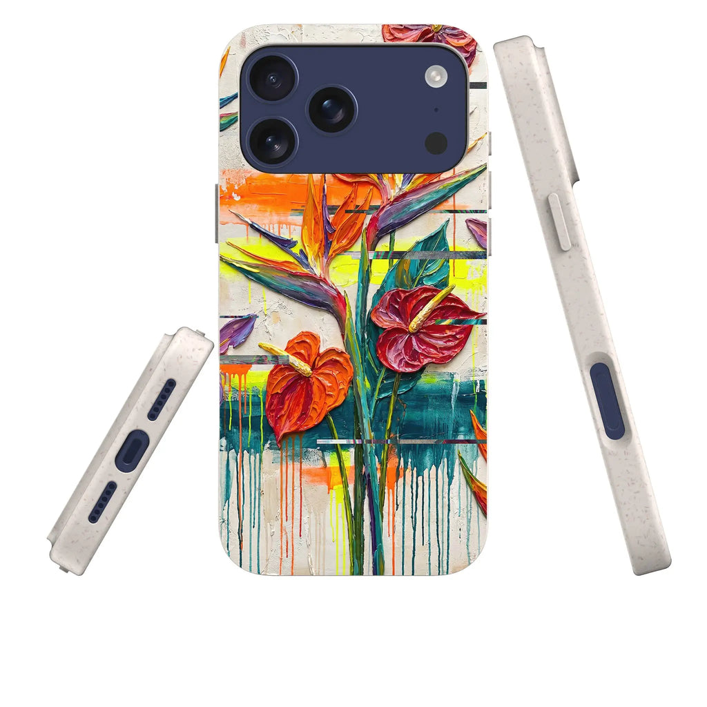 Tropical Flowers by Frida Lövström — iPhone Bio-degradable Case — Three Quarter — Finnaij