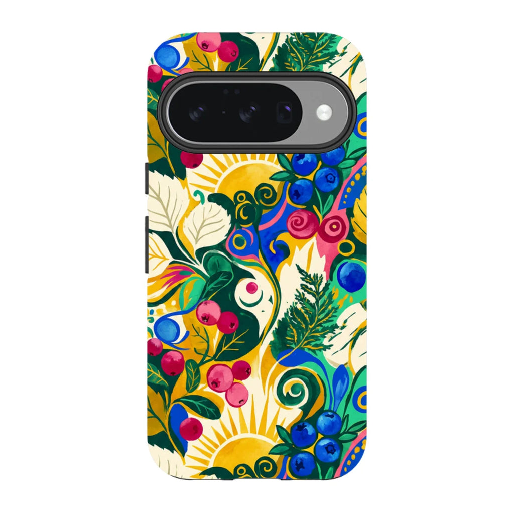 Berry Meadow Glow by Aino Kallio — Pixel 10 Tough Case — Finnaij