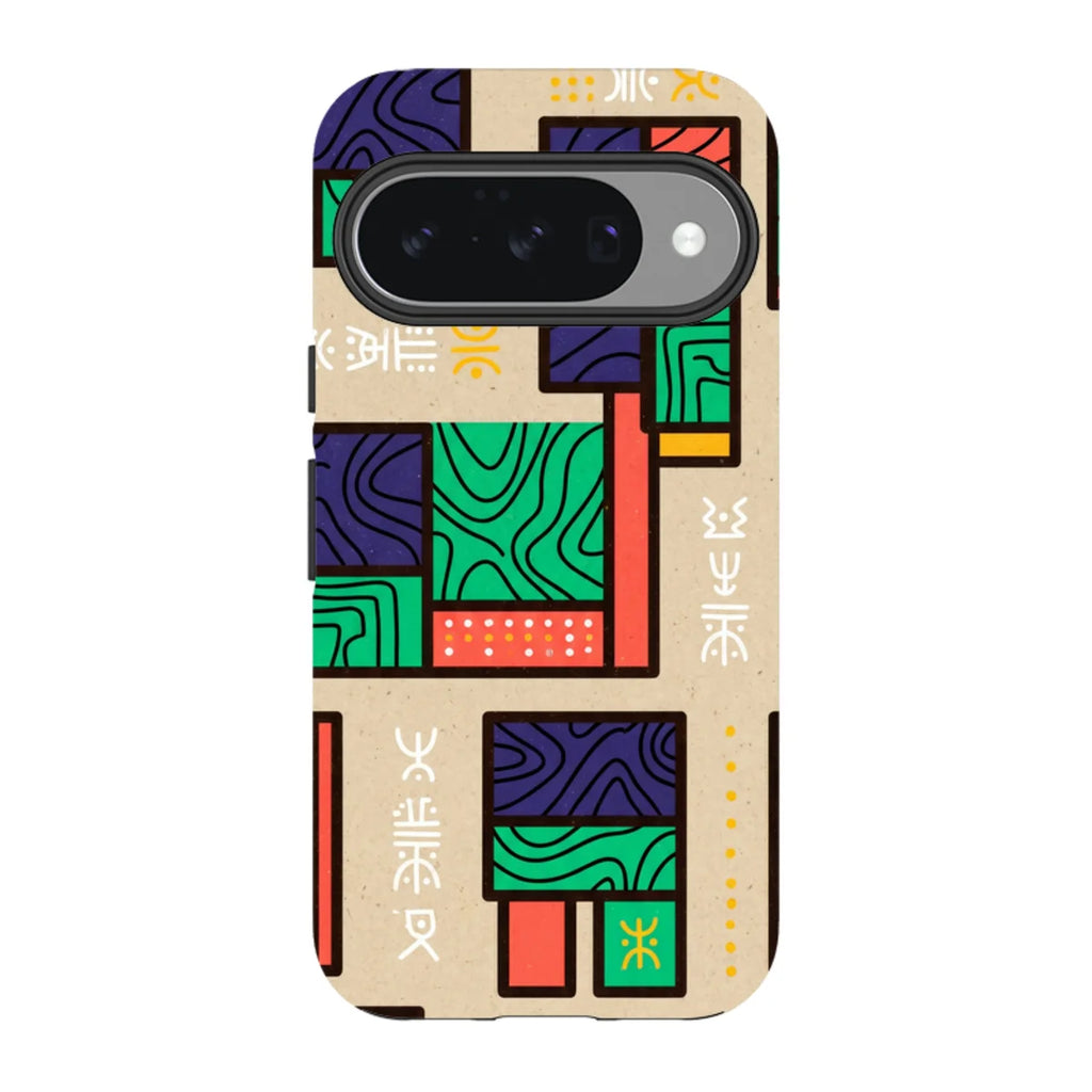 Ankara Blocks on Sand by Ada Okoye — Pixel 10 Tough Case — Finnaij