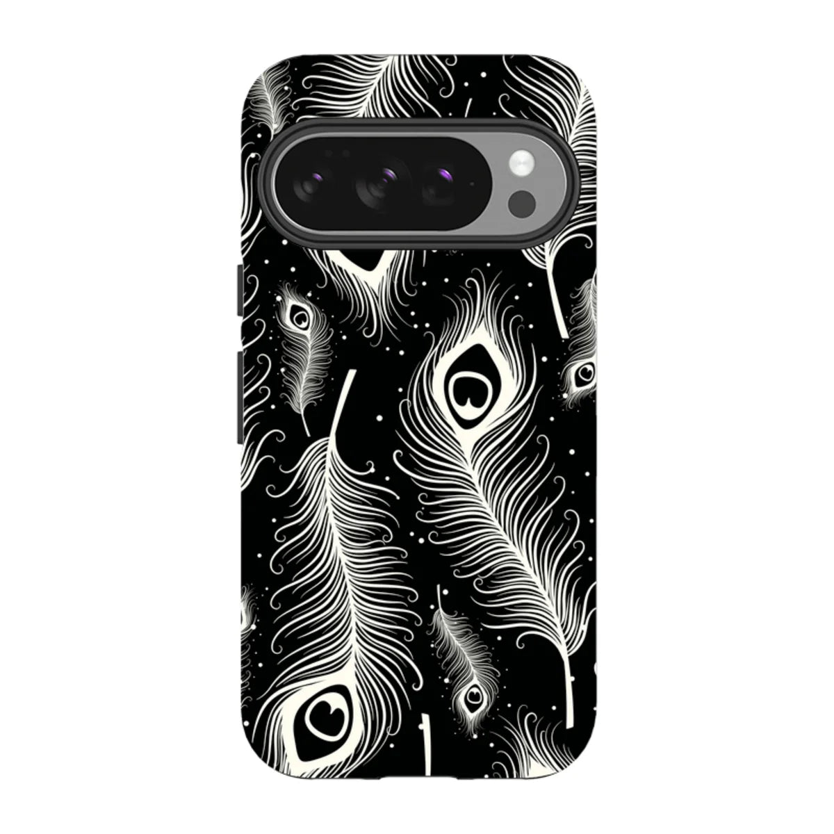 Feathers in Bloom Black — Pixel 10 Pro Tough Case — Finnaij