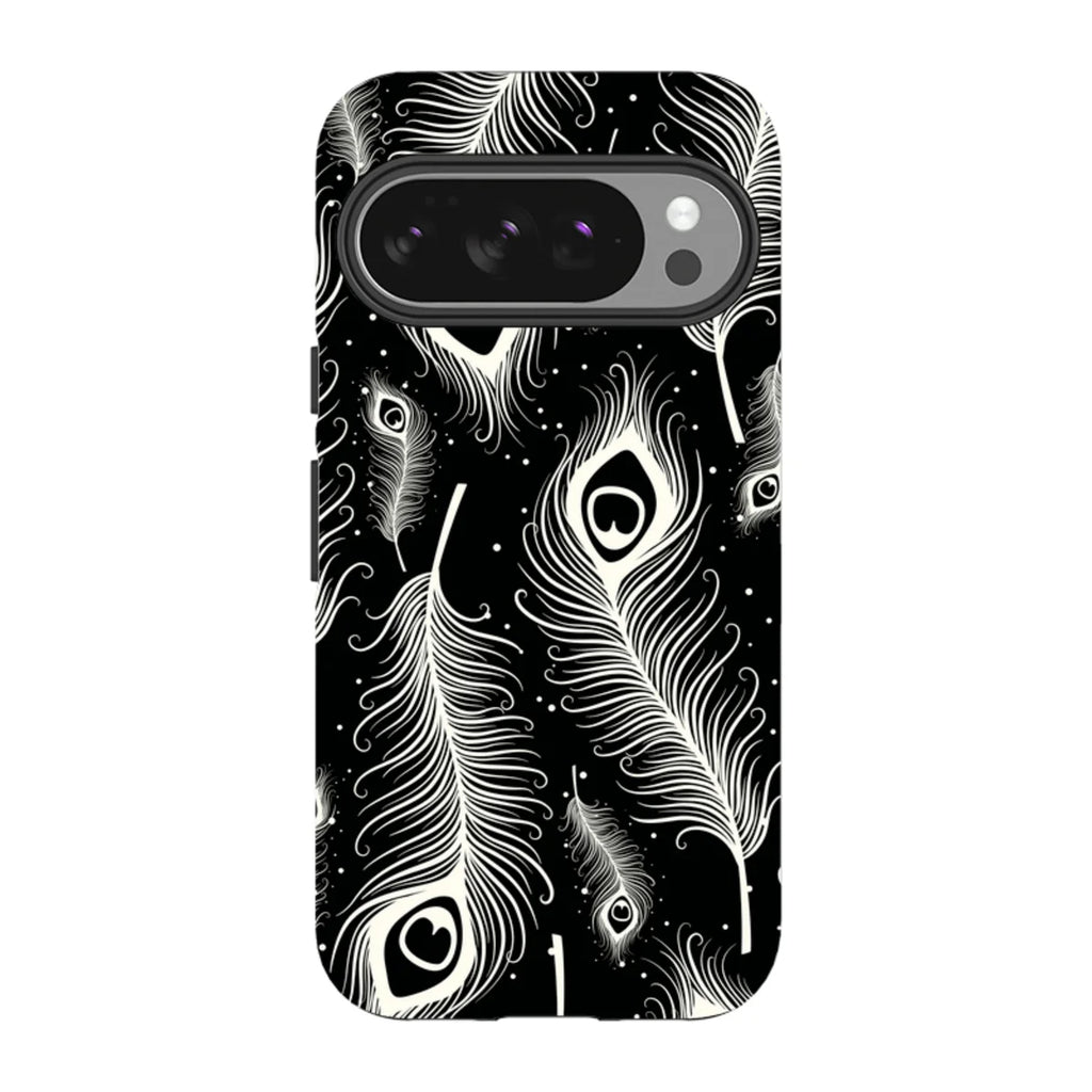Feathers in Bloom Black — Pixel 10 Pro Tough Case — Finnaij