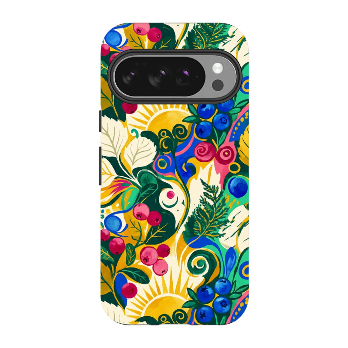 Berry Meadow Glow by Aino Kallio — Pixel 10 Pro Tough Case — Finnaij
