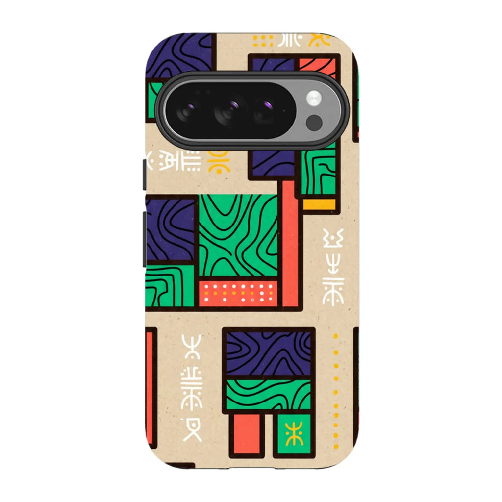 Ankara Blocks on Sand by Ada Okoye — Pixel 10 Pro Tough Case — Finnaij