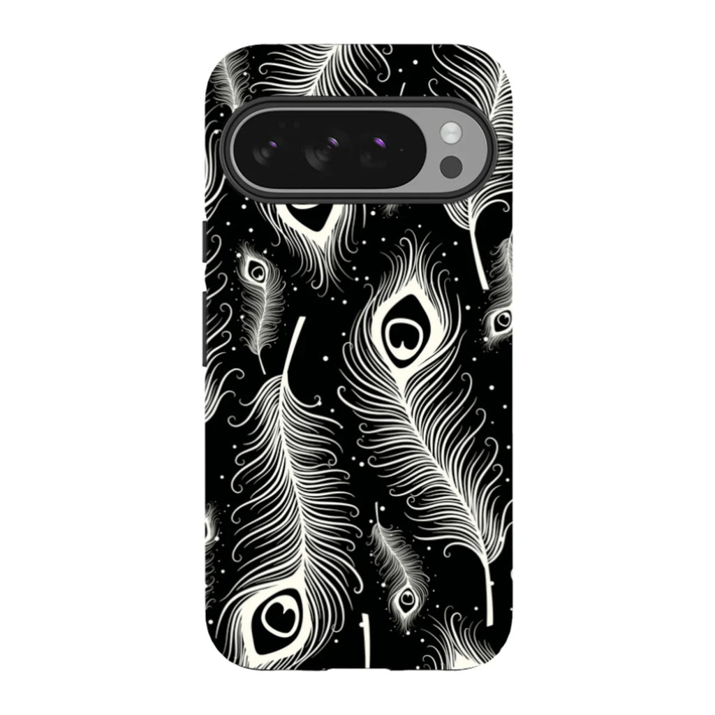 Feathers in Bloom Black — Pixel 10 Pro XL Tough Case — Finnaij