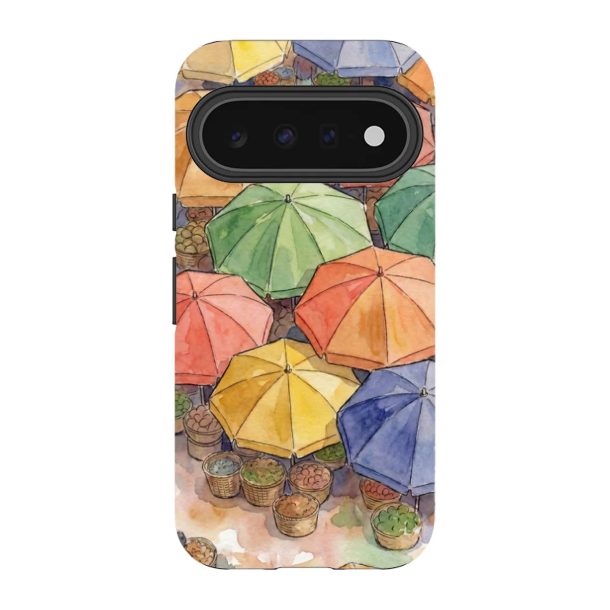 Market Umbrellas from Above by Tobi Akinyemi — Pixel 11 Tough Case — Finnaij