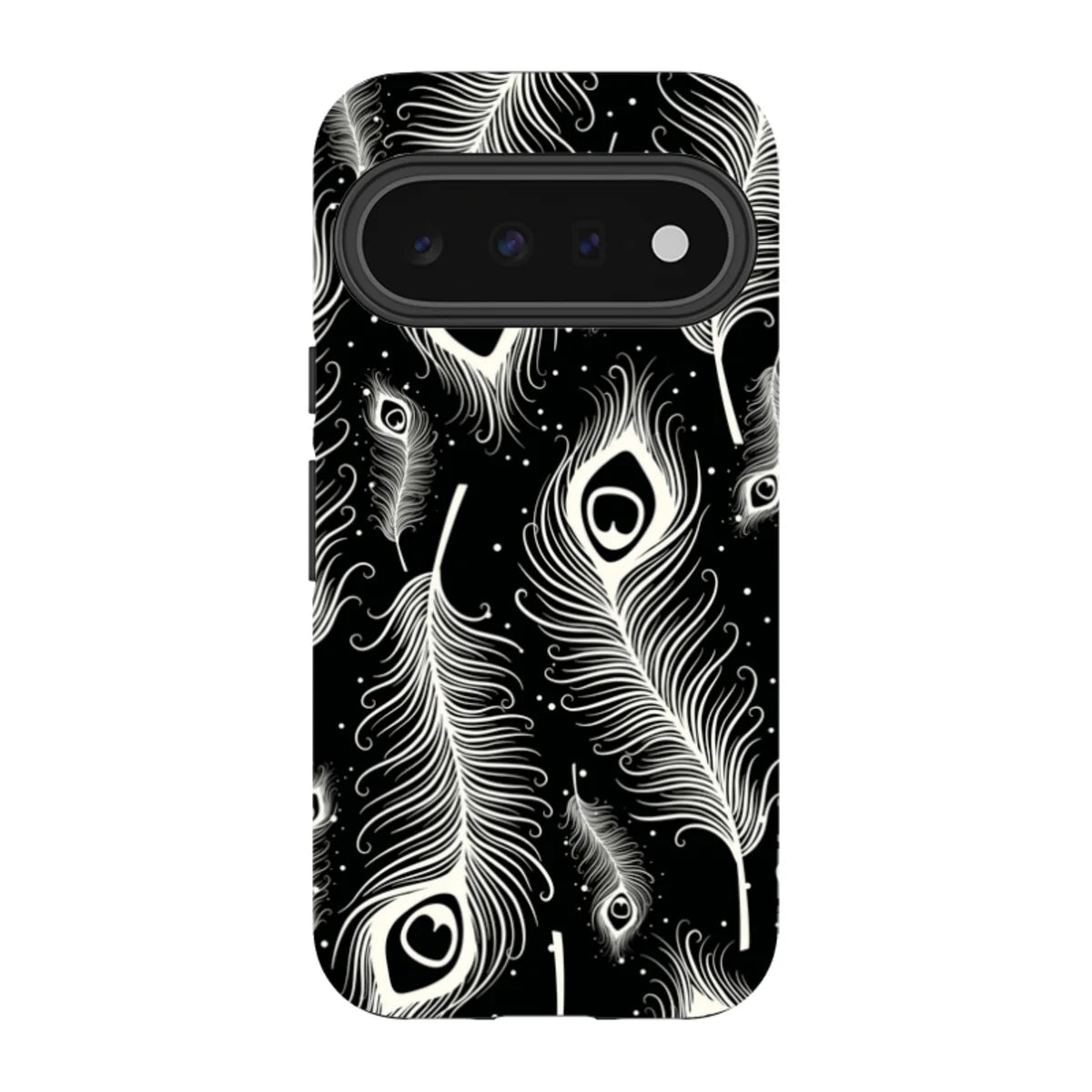 Feathers in Bloom Black — Pixel 11 Tough Case — Finnaij