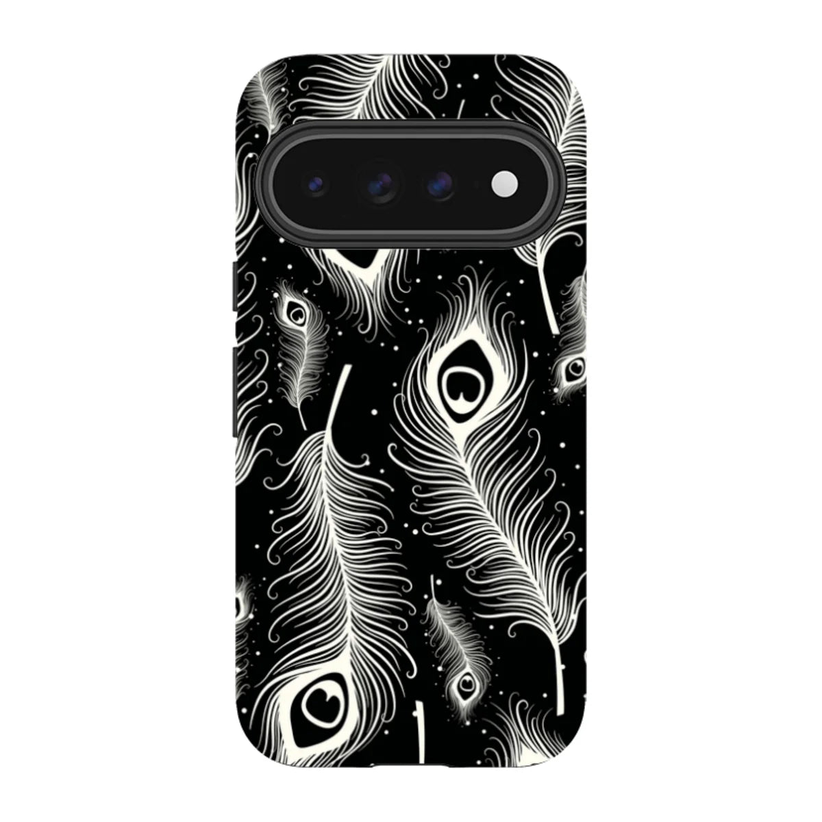 Feathers in Bloom Black — Pixel 11 Pro Tough Case — Finnaij