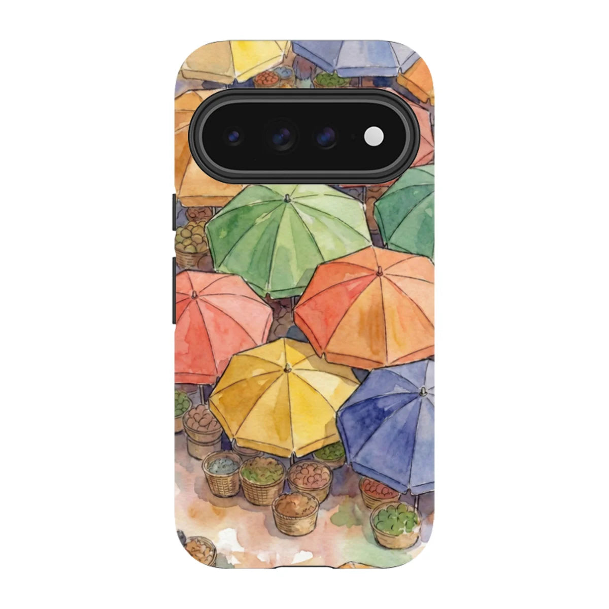 Market Umbrellas from Above by Tobi Akinyemi — Pixel 11 Pro Tough Case — Finnaij
