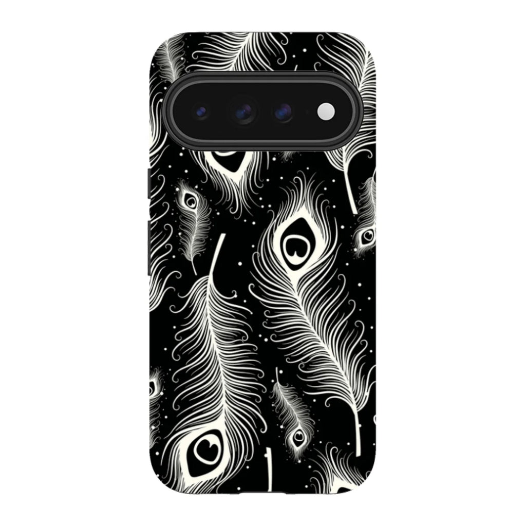 Feathers in Bloom Black — Pixel 11 Pro XL Tough Case — Finnaij