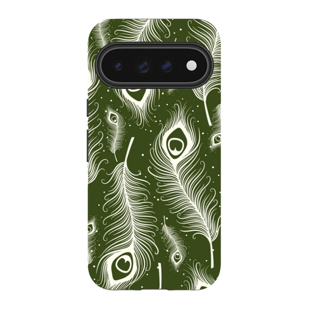 Feathers in Bloom Army Green — Pixel 11 Pro XL Tough Case — Finnaij
