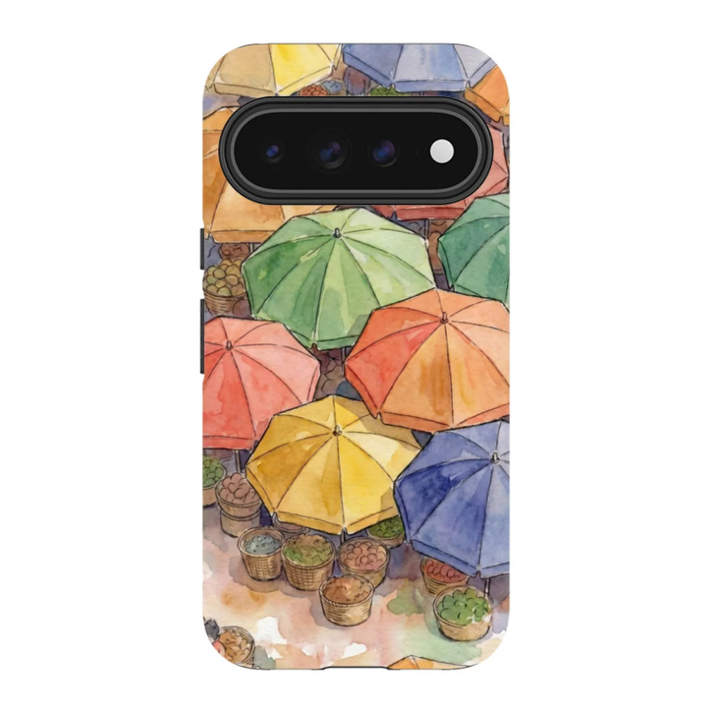 Market Umbrellas from Above by Tobi Akinyemi — Pixel 11 Pro XL Tough Case — Finnaij