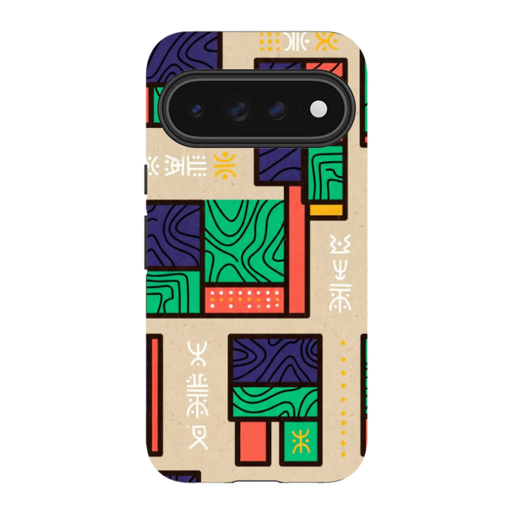 Ankara Blocks on Sand by Ada Okoye — Pixel 11 Pro XL Tough Case — Finnaij