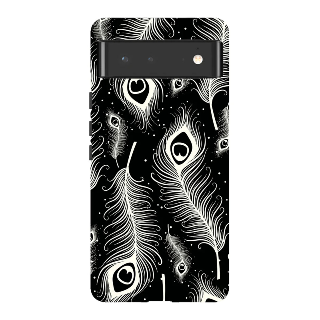 Feathers in Bloom Black — Pixel 6 Tough Case — Finnaij