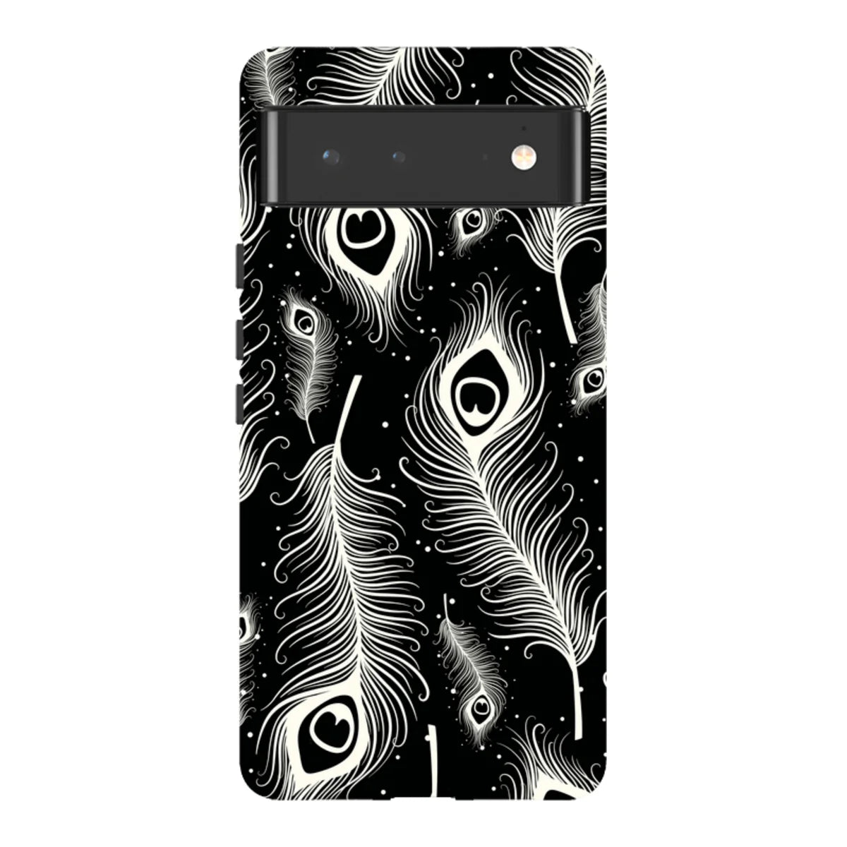 Feathers in Bloom Black — Pixel 6 Tough Case — Finnaij