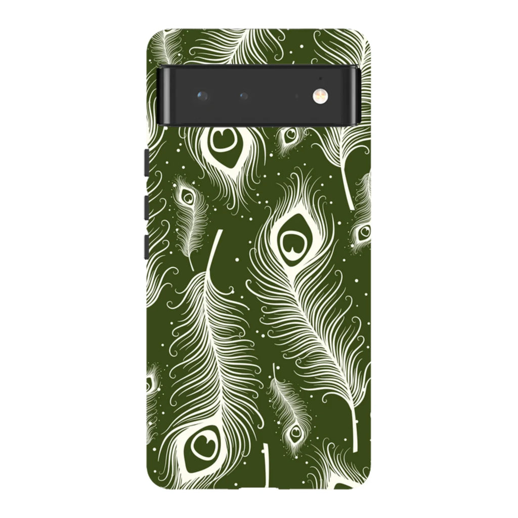 Feathers in Bloom Army Green — Pixel 6 Tough Case — Finnaij