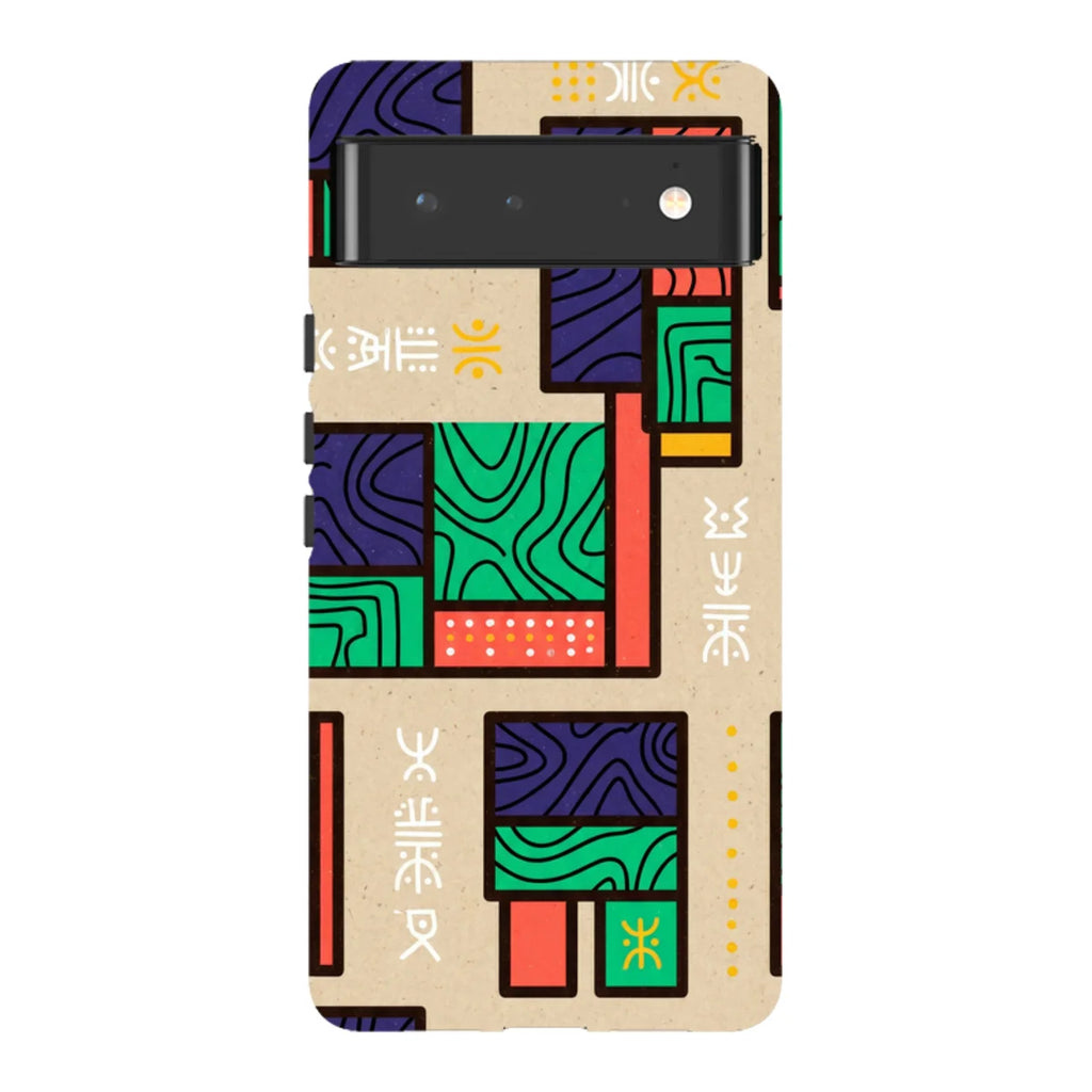 Ankara Blocks on Sand by Ada Okoye — Pixel 6 Tough Case — Finnaij