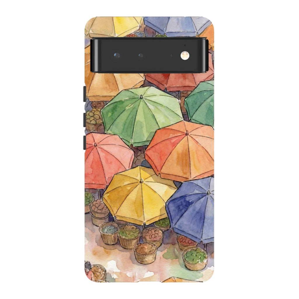 Market Umbrellas from Above by Tobi Akinyemi — Pixel 6 Tough Case — Finnaij
