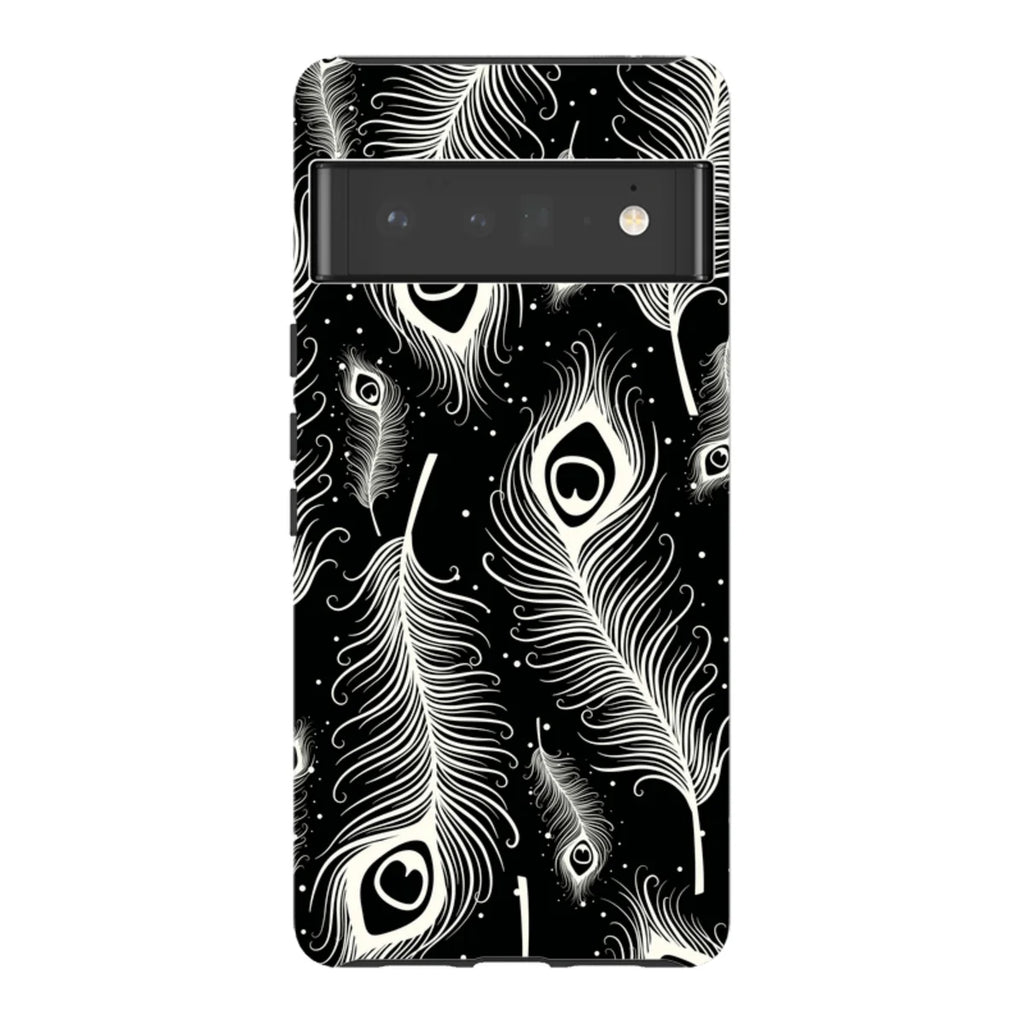 Feathers in Bloom Black — Pixel 6 Pro Tough Case — Finnaij